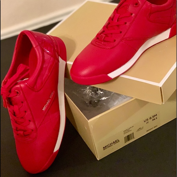michael kors red tennis shoes